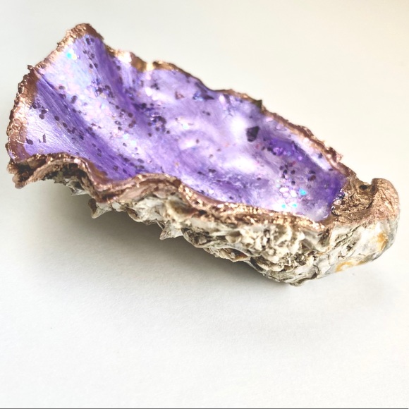 PURPLE UNICORN HANDMADE SEASHELL JEWELRY TRAY - Picture 2 of 3